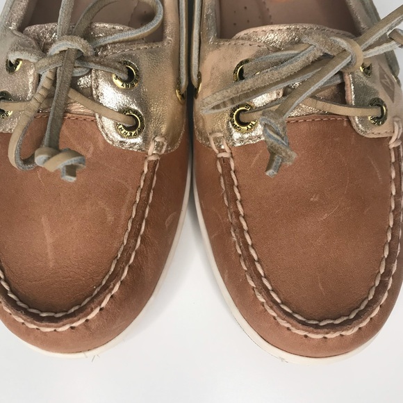 NEW Sperry Firefish Metallic Linen Gold Boat Shoes - Picture 6 of 6